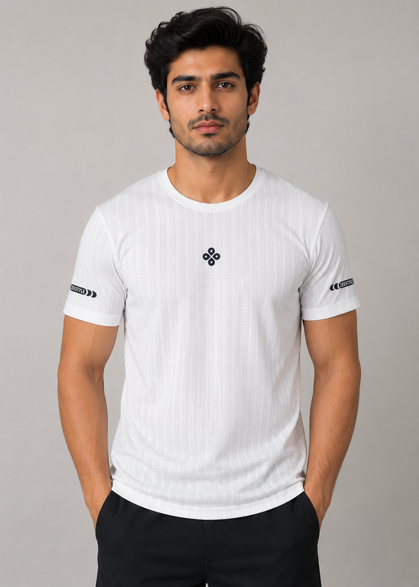 ZEESTYLE Premium Textured White Imported Tee – 100% Cotton