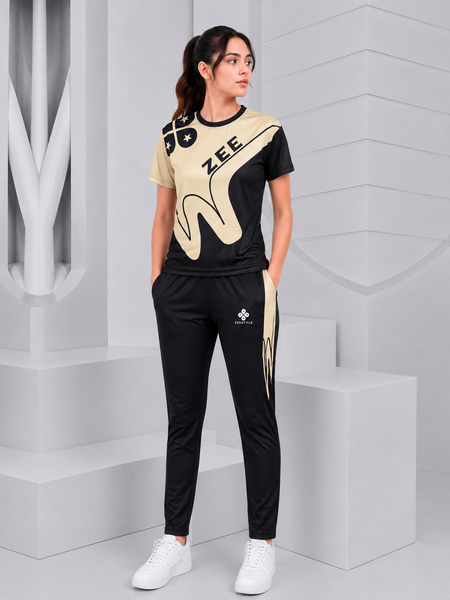 ZEESTYLE Signature Summer Tracksuit Beige/Black – Women's