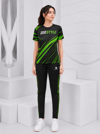 ZEESTYLE Volt Green Performance Summer Tracksuit Black/Neon Green – Women's