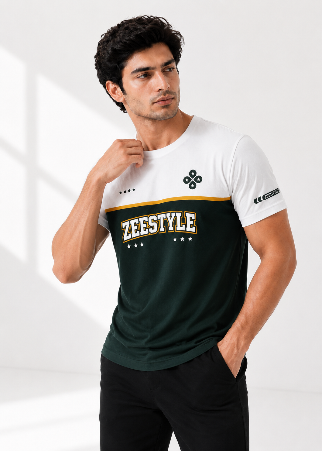 ZEESTYLE MotionFlex Premium Tee – White / Zinc