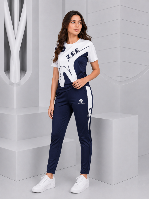 ZEESTYLE Signature Summer Tracksuit Navy/White – Women's