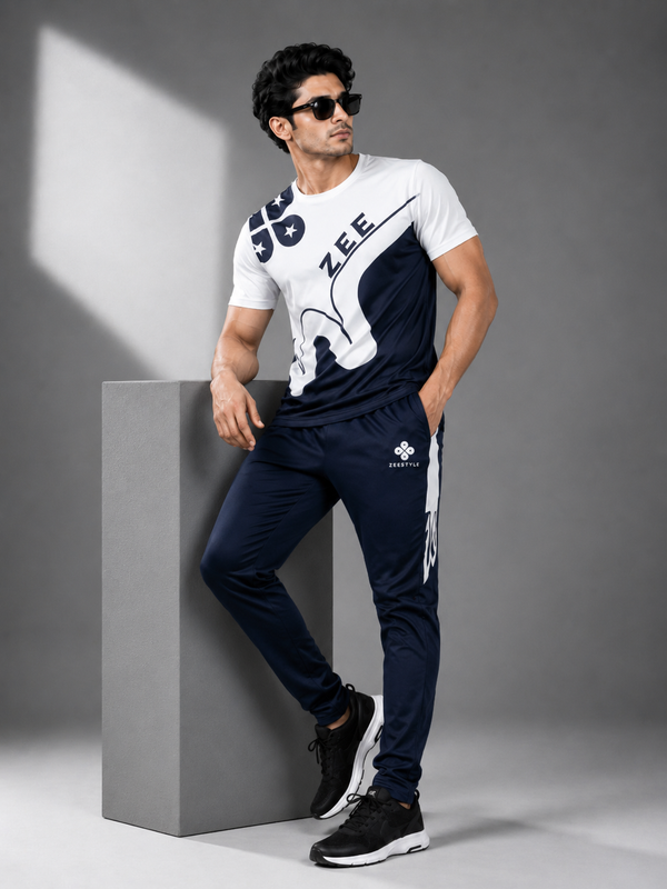 ZEESTYLE Signature Summer Tracksuit – Navy/White