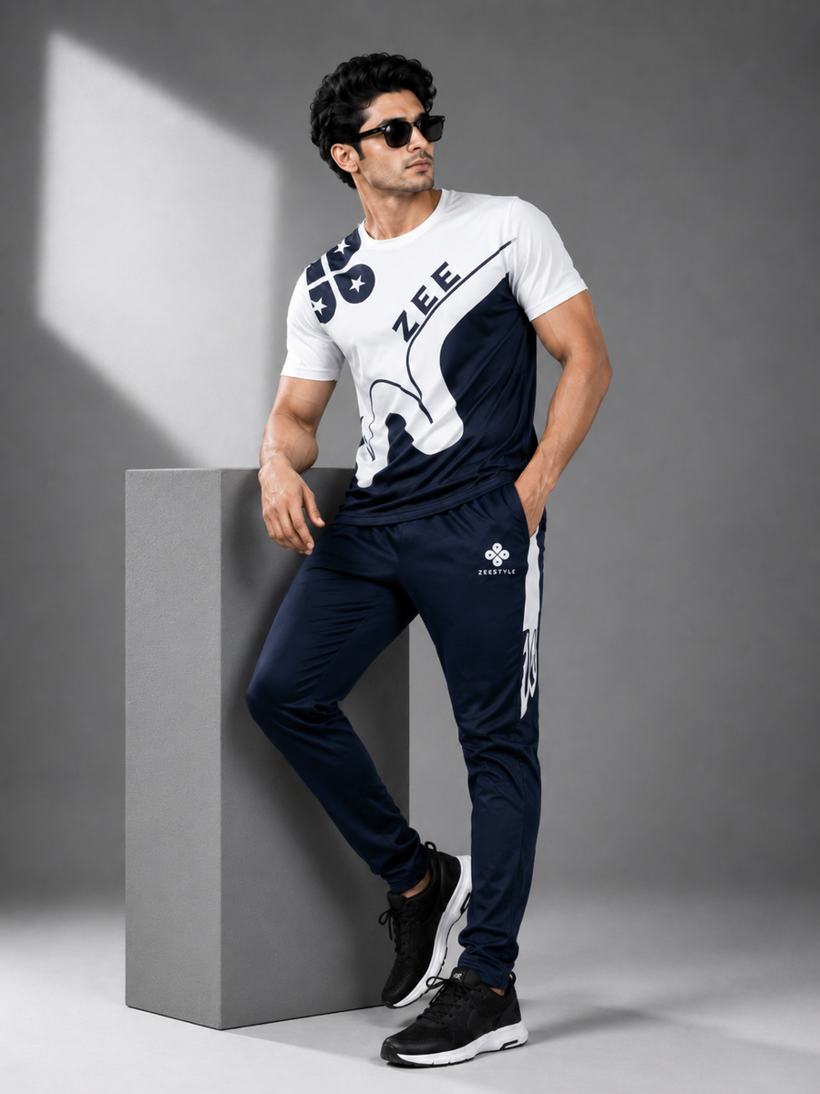 ZEESTYLE Signature Summer Tracksuit – Navy/White