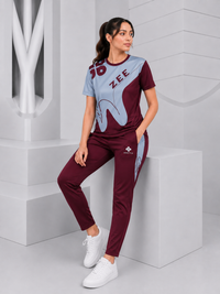 ZEESTYLE Signature Summer Tracksuit Maroon/Gray – Women's