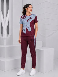 ZEESTYLE Signature Summer Tracksuit Maroon/Gray – Women's