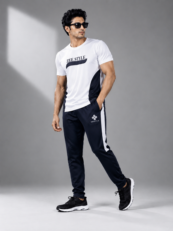 ZEESTYLE Classic Contrast Tracksuit – Black/White