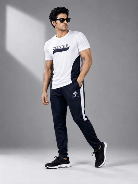 ZEESTYLE Classic Contrast Tracksuit – Black/White