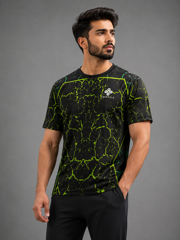 ZEESTYLE Green Black Volt Series T-Shirt