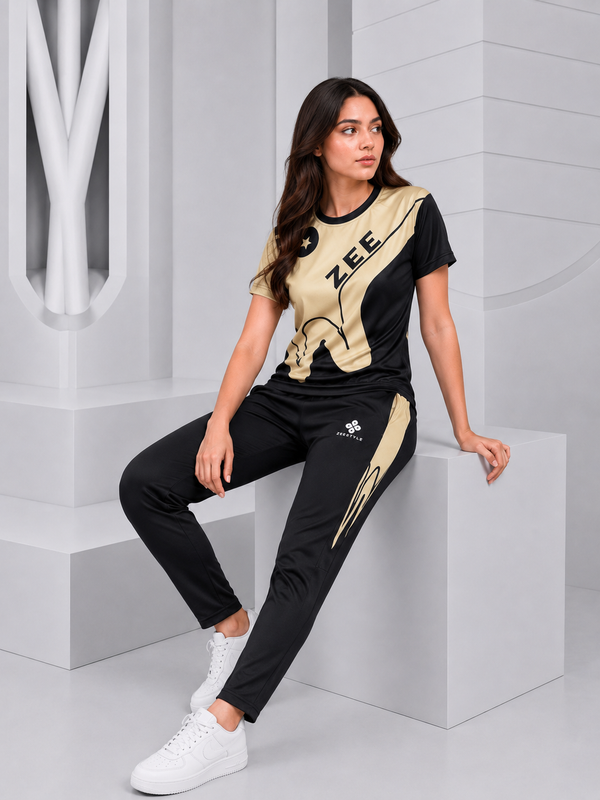 ZEESTYLE Signature Summer Tracksuit Beige/Black – Women's