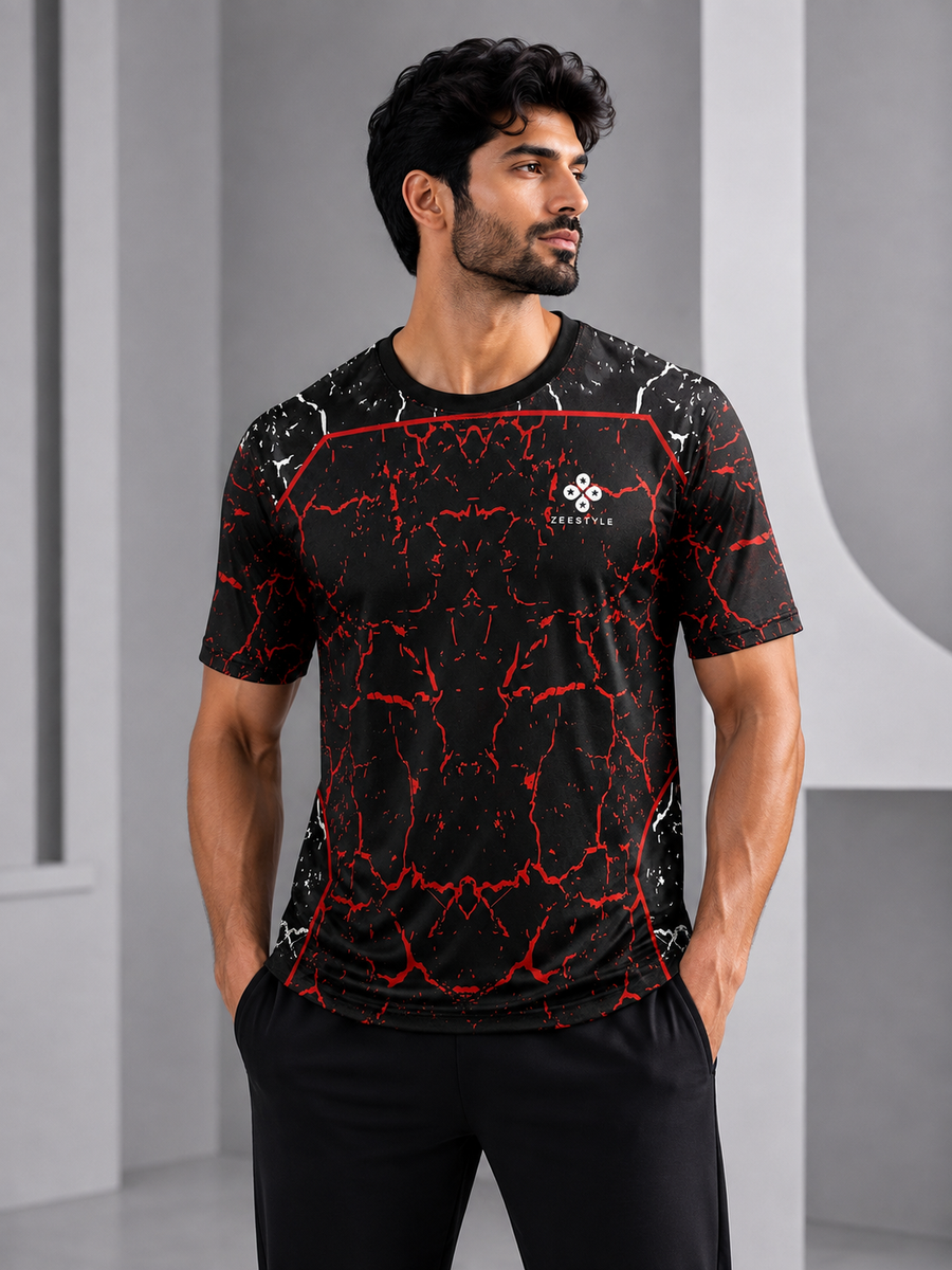 ZEESTYLE Red Black Volt Series T-Shirt