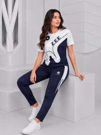 ZEESTYLE Signature Summer Tracksuit Navy/White – Women's