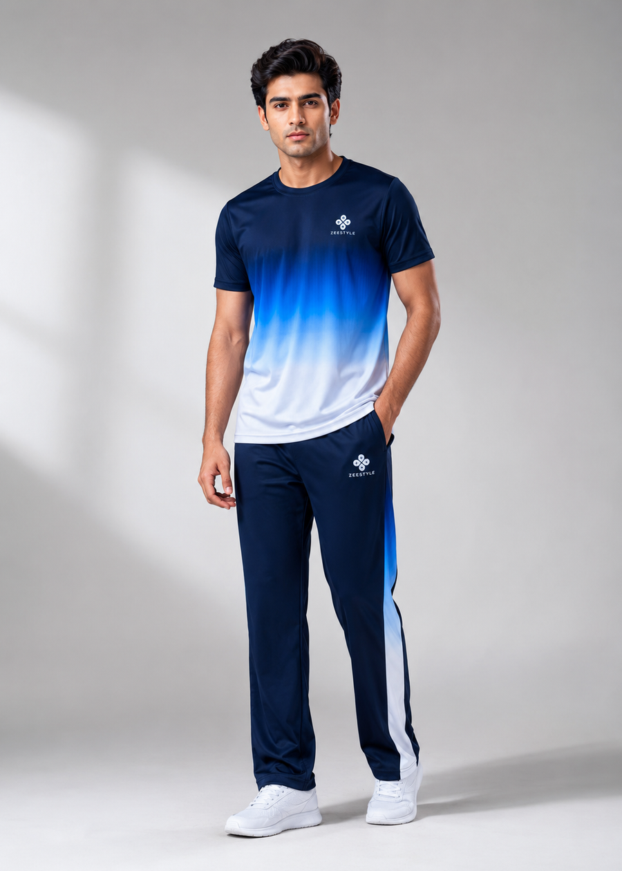 ZEESTYLE Ocean Blue Gradient Summer Tracksuit
