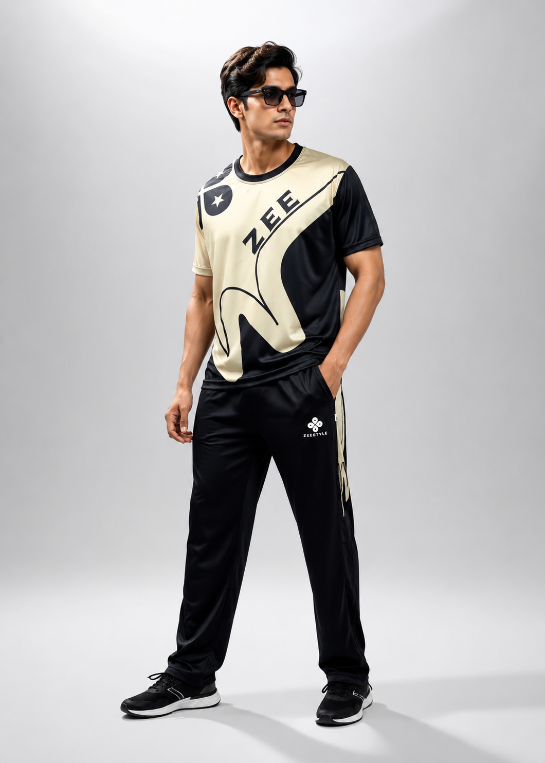 Signature Summer Tracksuit – Beige/Black