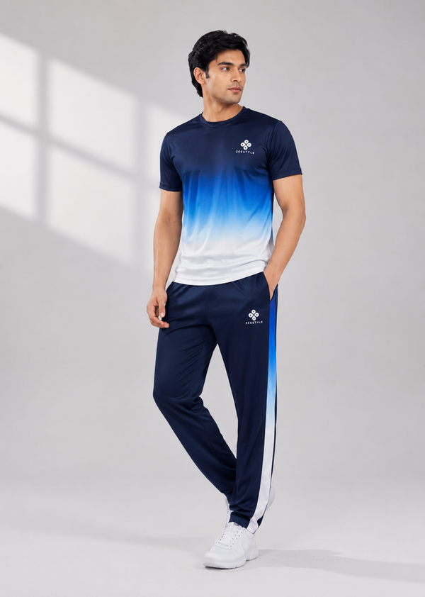 ZEESTYLE Aqua Blue Gradient Summer Tracksuit