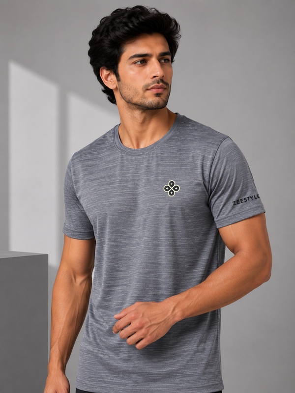 ZEESTYLE Premium Grey Textured Activewear Tee