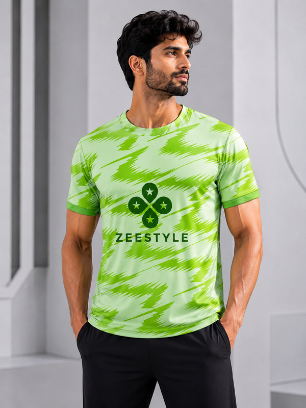 ZEESTYLE Green Wave Activewear Tee