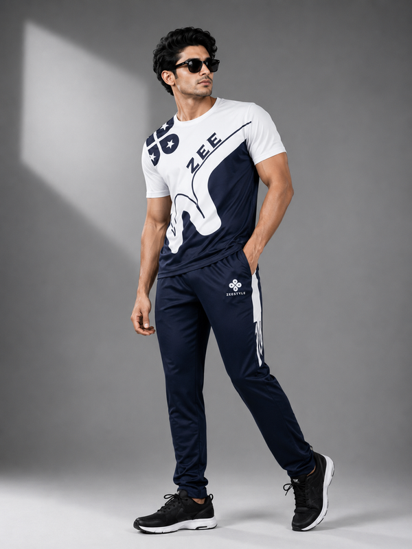 ZEESTYLE Signature Summer Tracksuit – Navy/White