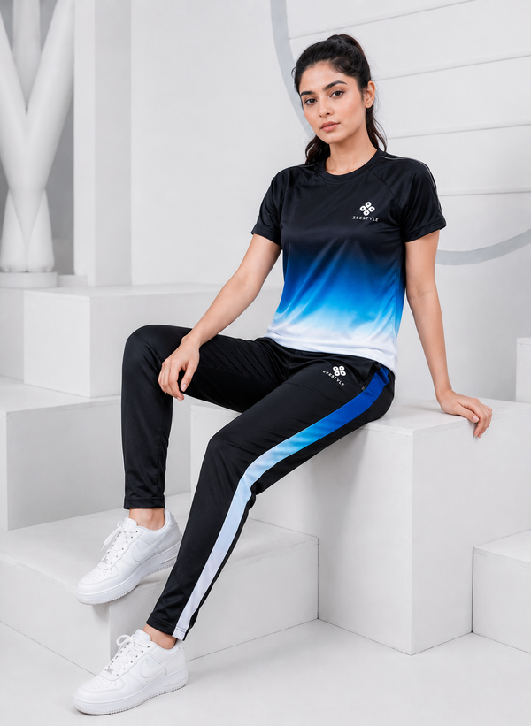 ZEESTYLE Aqua Blue Gradient Summer Tracksuit – Women's