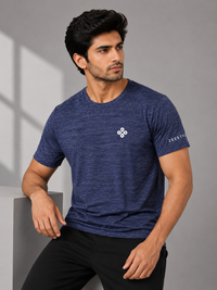 ZEESTYLE Premium Navy Blue Textured Activewear Tee